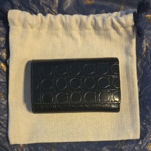 Salvatore Ferragomo Black Embossed Key Holder Wallet